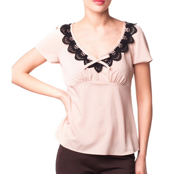 PHILOSOPHY DI ALBERTA FERRETTI Crochet Trim Top ~ Beige~USA 4/ I 40 - Picture 3 of 8